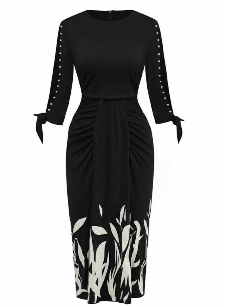 1960er Blumen Cut-Out Patchwork Binde Kleid