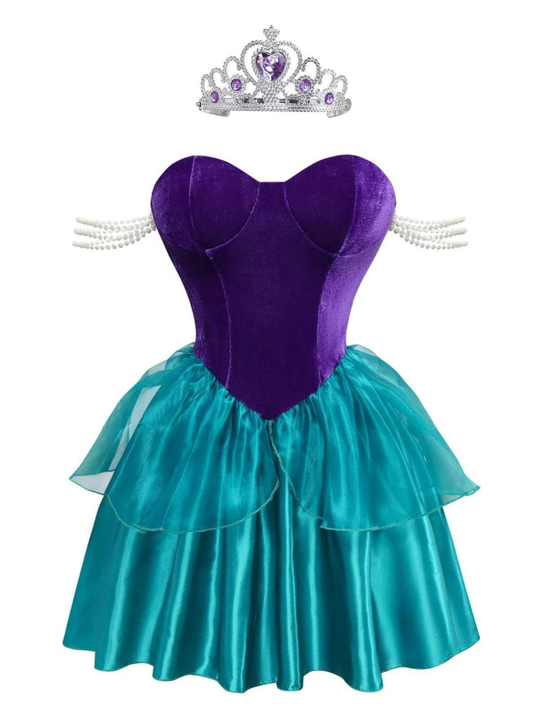 1950er Meerjungfrauen Prinzessin Ariel Kostüm Kleid Mit Krone
