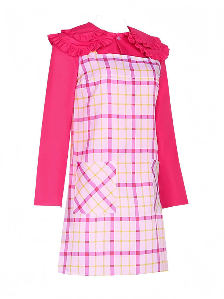 2PCS 1960er Plaids Tasche Wednesday Addams Stil Top & Kleid
