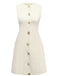 Beige 1960er Seestern Hülse Tasten Ärmellos Kleid