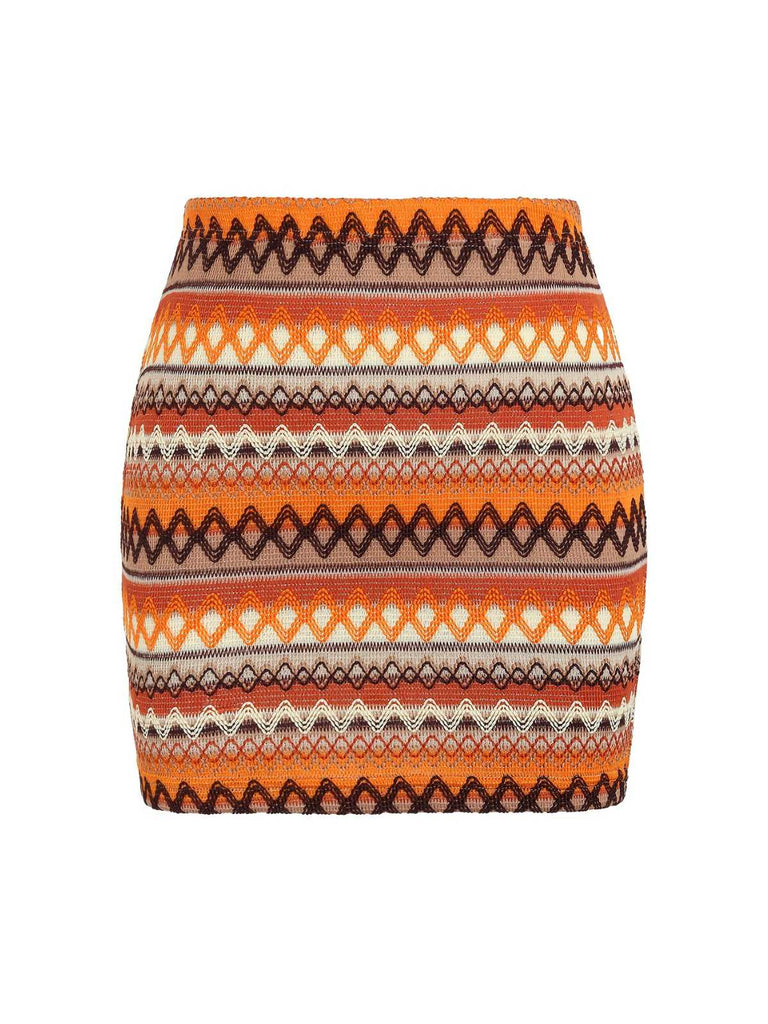 Multicolor 1970er Zickzack-Strick Mini Rock