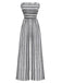 1970er Trägerlos Boho Streifen Weites Bein Jumpsuit