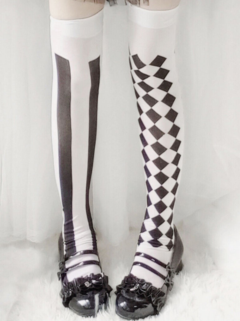 Clown Gothic Streifen Diamant Strümpfe