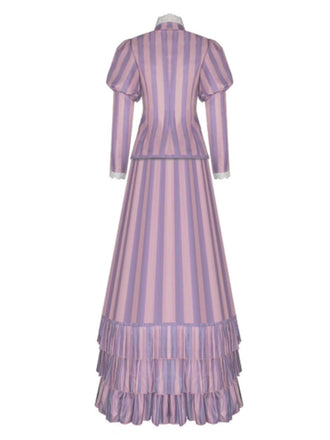 Lavendel 1930er Corpse Bride Rüschen Streifen Kostümset