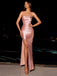 Rosa 1930er Solide Satin Gerüschtes Schlitz Kleid