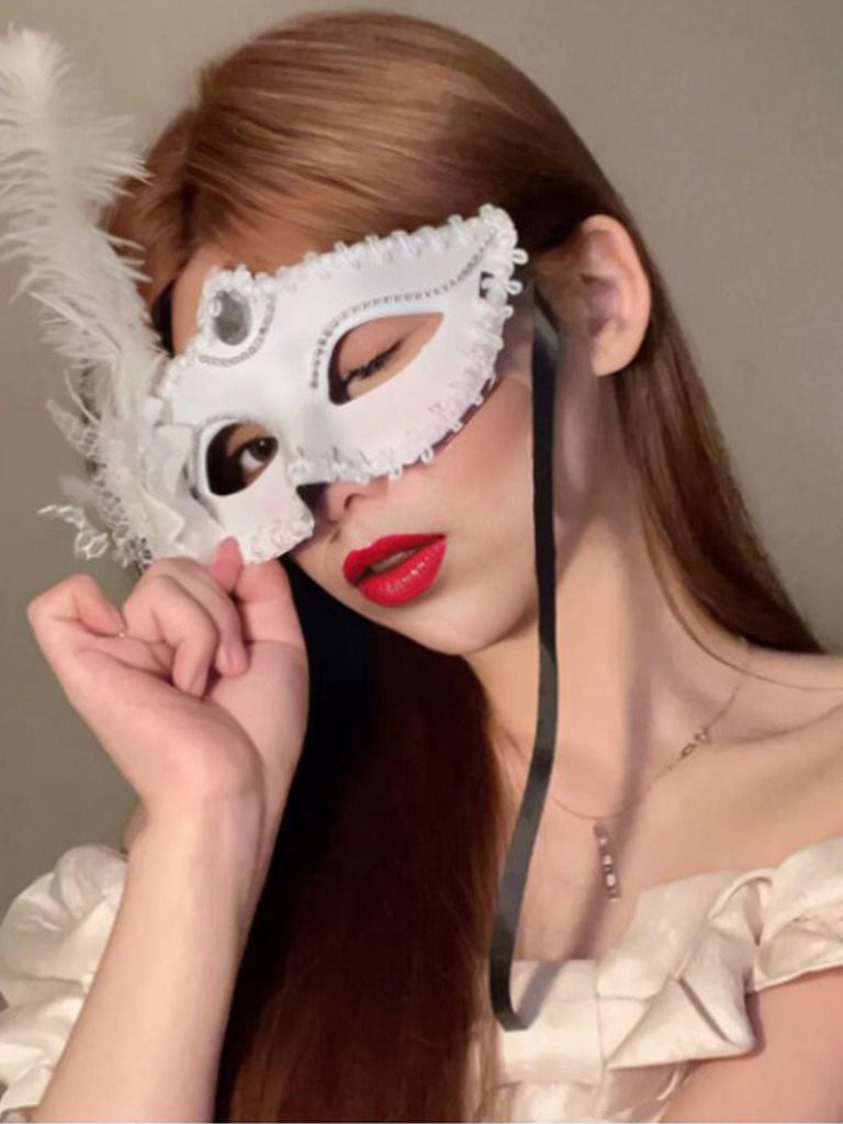 Vintage Elegant Feder Netz Augenmaske