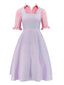 2PCS 1960er Glinda Wicked Solide Bluse & Unregelmäßige Streifen Kleid
