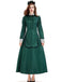 Grün 1950er Viktorianisch Satin Lang Dienstmädchen Kleid