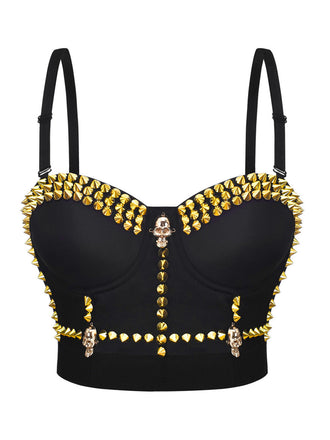 Schwarz 1980er Gothic Halloween Punk Nieten Leibchen