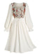[Übergröße] Beige 1940er Blumen Rüschenärmel Patchwork Kleid