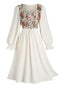 [Übergröße] Beige 1940er Blumen Rüschenärmel Patchwork Kleid