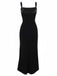 Schwarz 1980er Gothic Spaghetti-Träger Spitze Maxi Kleid