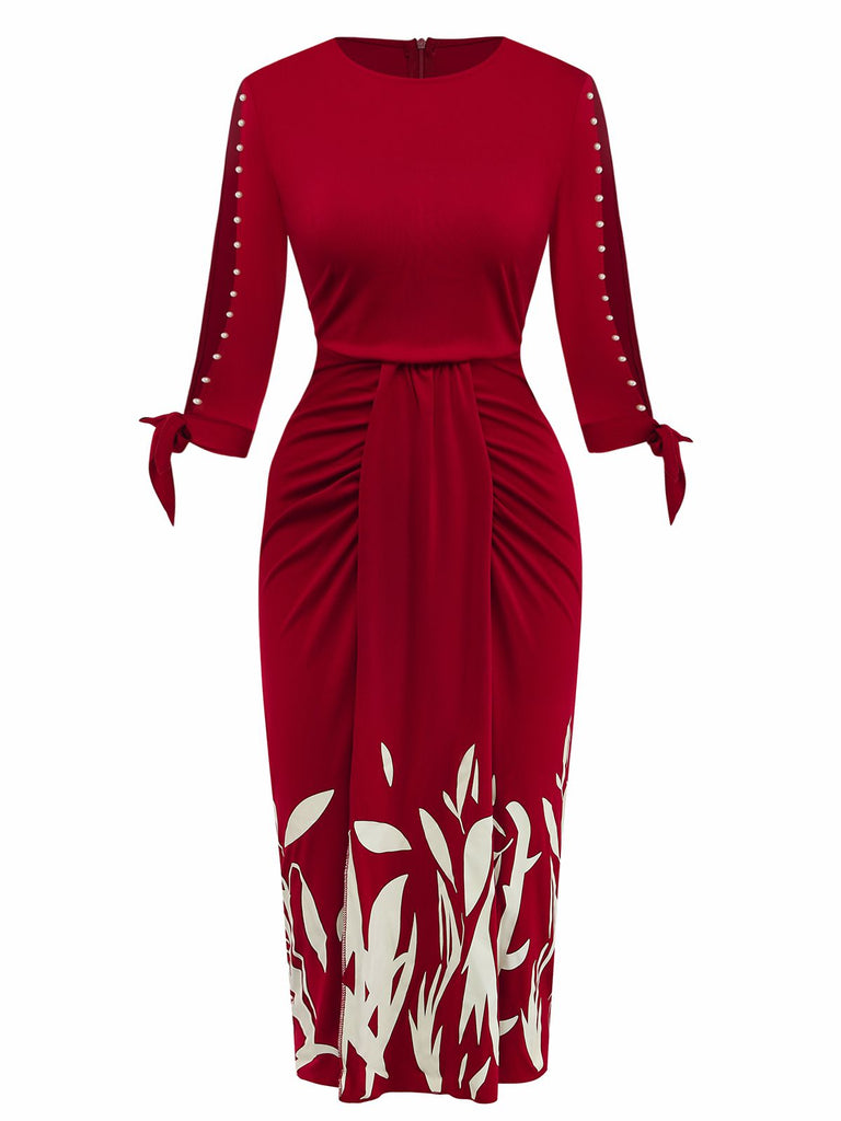 1960er Blumen Cut-Out Patchwork Binde Kleid