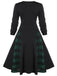 1950er Plaid Patchwork Gotisch Plissiertes Kleid