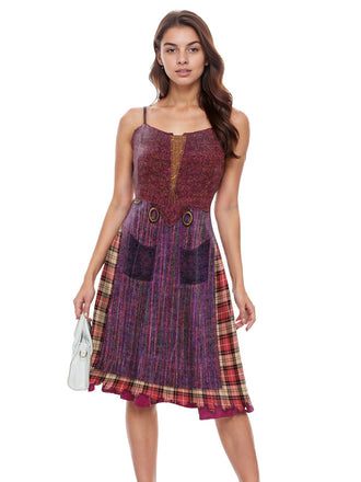 1950er Halloween Hocus Pocus Kostüm Plaid Doppelträger Kleid