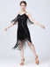 1920er V-Ausschnitt Quaste Solide Abend Tunic Kleid