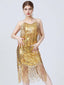 1920er V-Ausschnitt Quaste Solide Abend Tunic Kleid