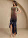 1930er Gradient Pailletten Schulterfrei Fischschwanz Kleid