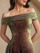 1930er Gradient Pailletten Schulterfrei Fischschwanz Kleid