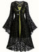 [Übergröße] 2PCS Schwarz 1940er Schläger Netz Außengewand & Grün Kleid