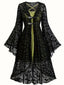 [Übergröße] 2PCS Schwarz 1940er Schläger Netz Außengewand & Grün Kleid