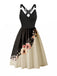 1950er Spitze Schmetterling Blumen Farbblock Kleid