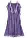 1950er Solide Samt Netz Kalte Schulter Kleid