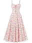 1940er Blumen Schnürung Breit-Träger Kleid