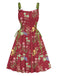 1950er Träger Blumen Schnürung Korsett Kleid