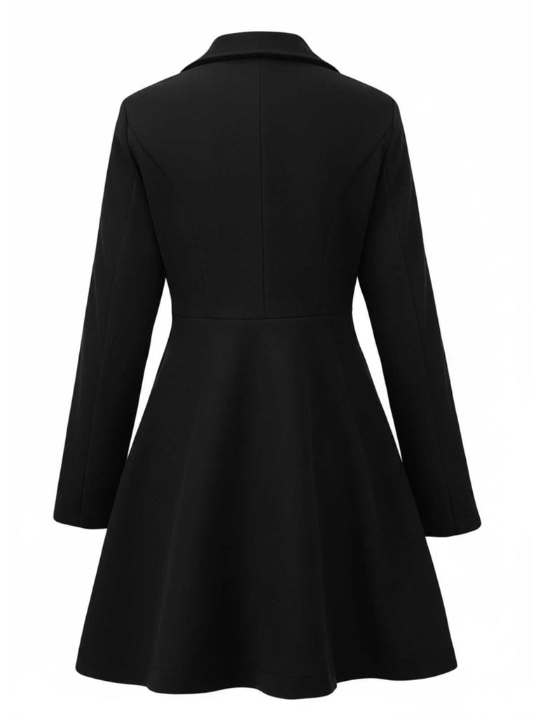 1940er Solide Revers Tailliert Mantel