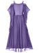 1950er Solide Samt Netz Kalte Schulter Kleid