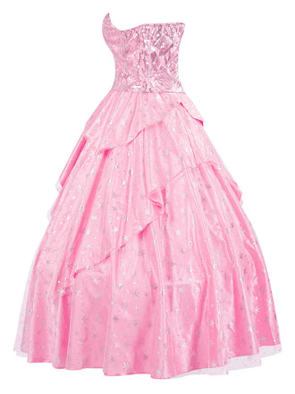 Rosa 1970er Glinda Wicked Pailletten Top & Swing Netz Rock