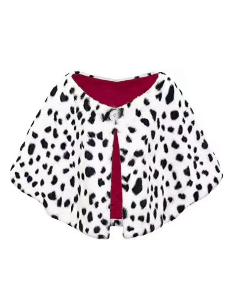 Weiß Halloween Cruella de Vil Kostüm Dalmatiner Cosplay Umhang