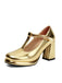 Metallisch Quadratischer Spitze Blockschnalle Schuhe