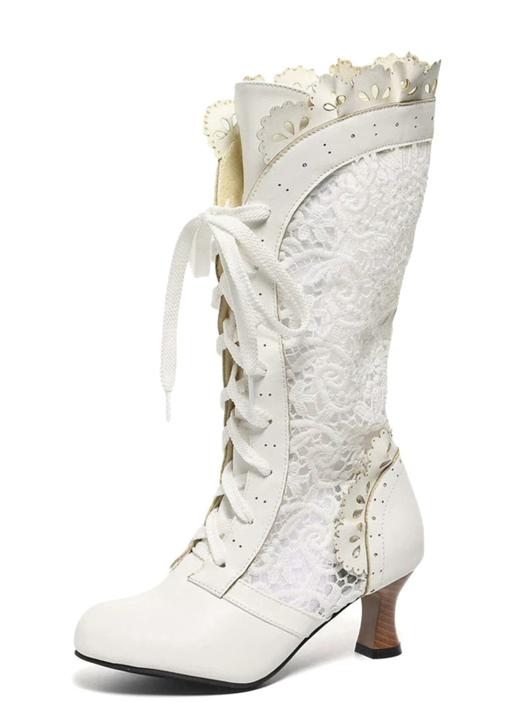 Viktorianisch Stil Spitze Kätzchen Stiefel