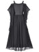 1950er Solide Samt Netz Kalte Schulter Kleid