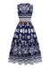 1970er Boho V-Ausschnitt Taste Gürtel Kleid