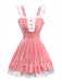 Rosa 1970er Weihnachten Samt Rüschen Bunny Girl Kleid Set