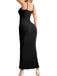 Schwarz 1970er 2-in-1 Shapewear Slip Kleid