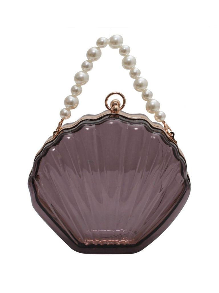 Vintage 3D-Muschel Transparent Perlenkette Tasche