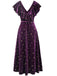 [Vorverkauf] Lila 1940er Samt V-Ausschnitt Stern Rüschen Kleid