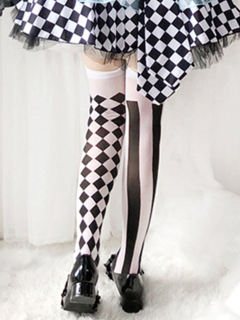 Clown Gothic Streifen Diamant Strümpfe