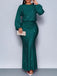 1930er Funkeln Gerüschtes Laternenärmel Stricken Fischschwanz Kleid