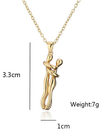 Vintage Gold Metallisch Paarumarmung Anhänger Halskette