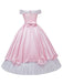 Rosa 1950er Schulterfrei Plissiertes Satin Bogen Prinzessin Kleid