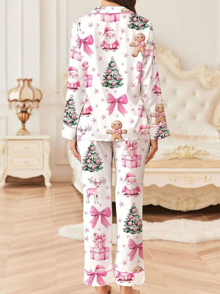 Weiß 1940er Weihnachten Candy Canes Pyjama Set