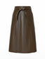 Braun 1980er Leder Hoher Taille  Midi Rock