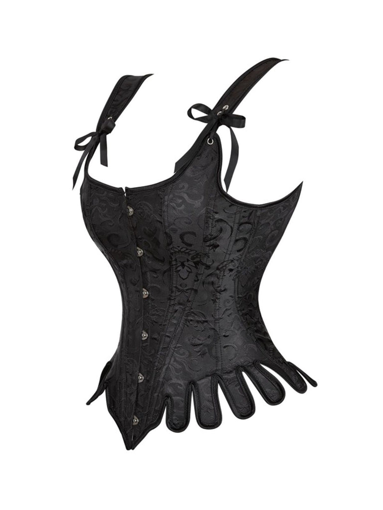 Schwarz 1980er Jacquard Brokat Gothic Korsett
