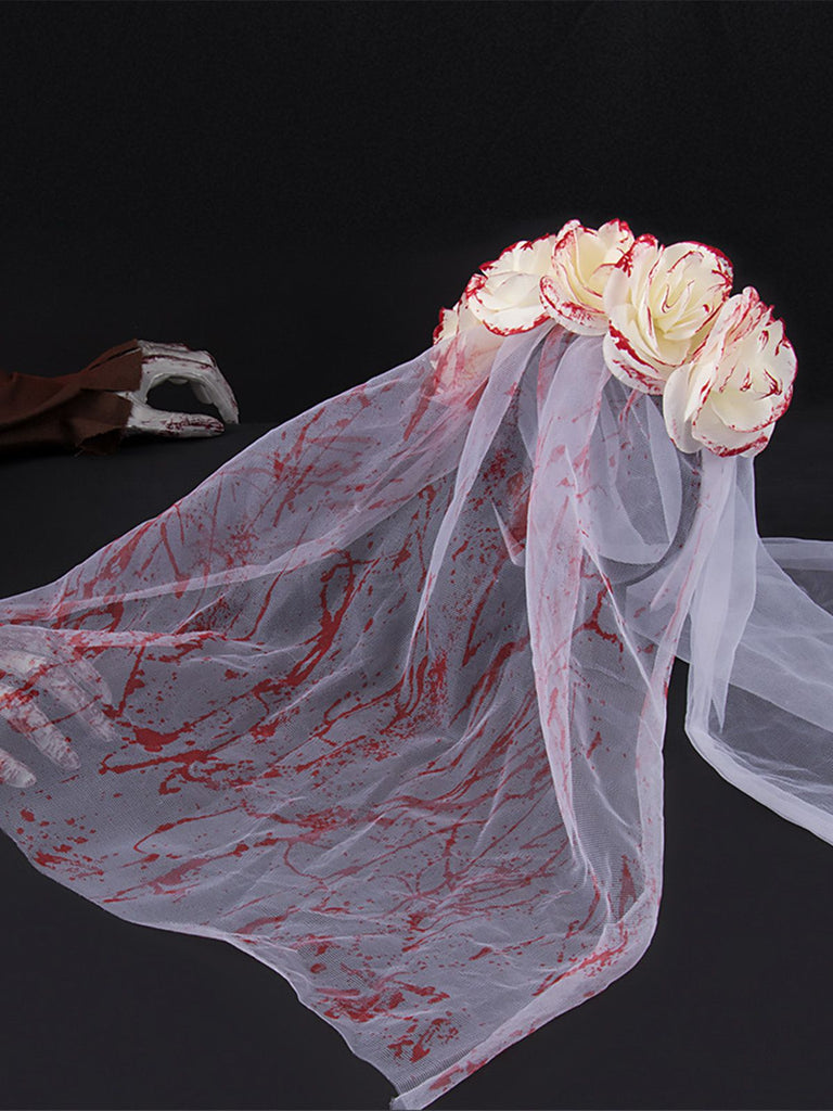 Halloween Blut Rose Geisterbraut Tüllschleier