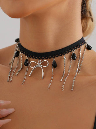 Vintage Gothic Chain Edelstein Bogen Halskette